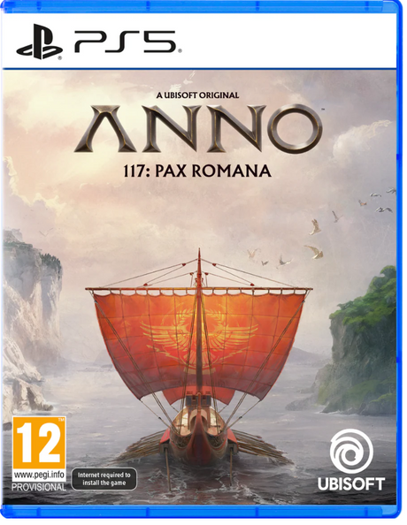 Game cover for 'Anno 117: Pax Romana' by Ubisoft on a PlayStation 5 platform.