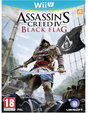 Assassin's Creed IV Black Flag game cover for Wii U with a character holding a sword on a ship.