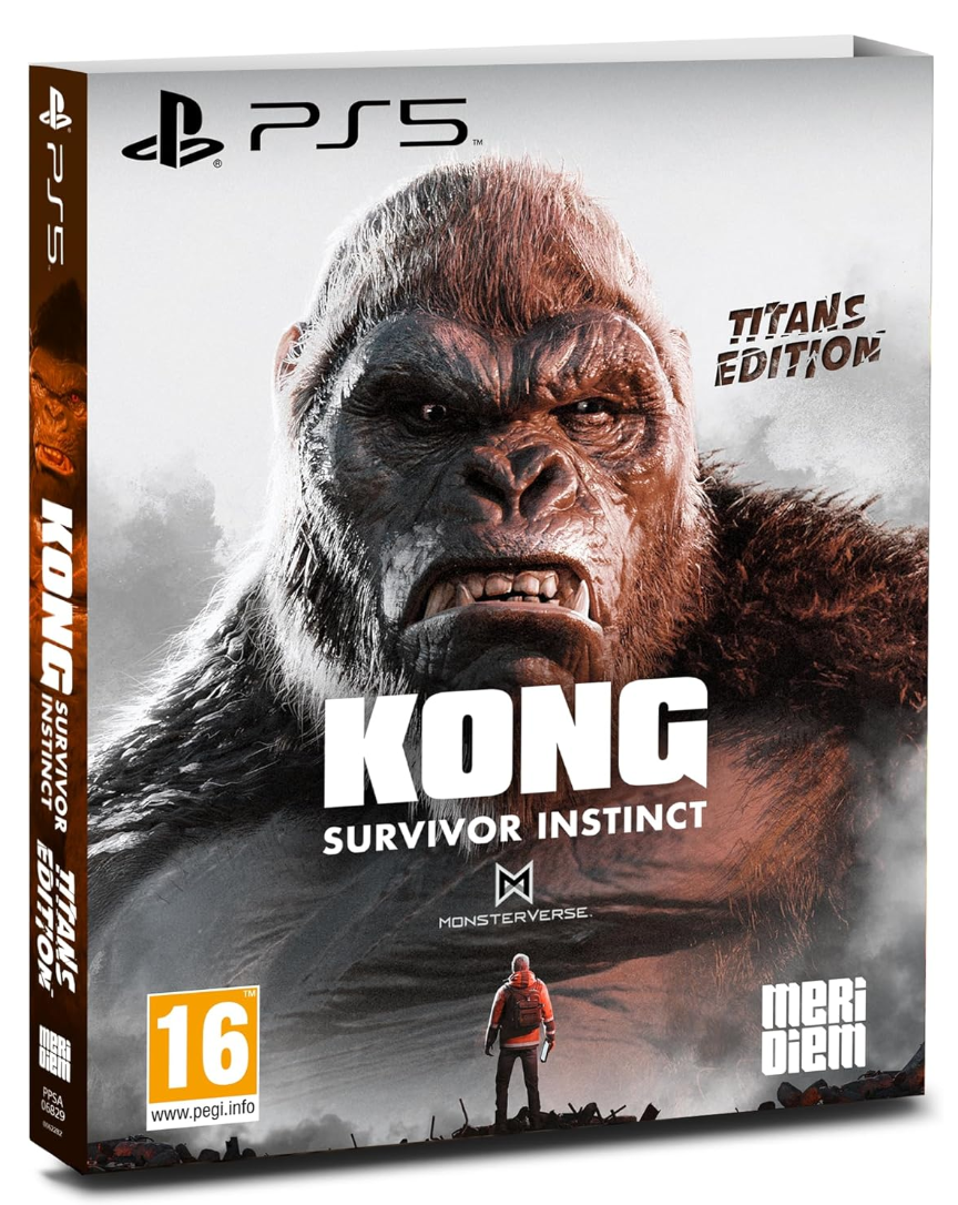 PlayStation 5 game console packaging featuring Kong from 'Kong: Survivor Instinct' with Meridiem branding.
