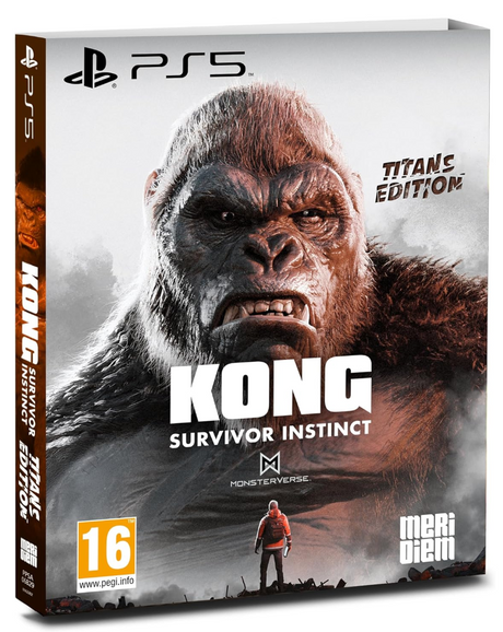 PlayStation 5 game console packaging featuring Kong from 'Kong: Survivor Instinct' with Meridiem branding.