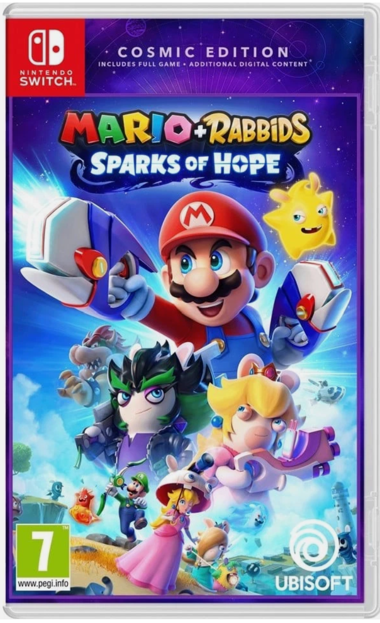 Game box for 'Mario + Rabbids: Sparks of Hope' Cosmic Edition on Nintendo Switch.