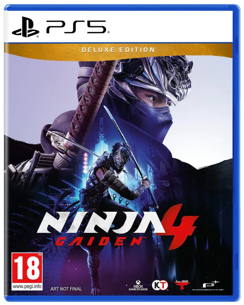PlayStation 5 game disc cover for 'Ninja Gaiden' with a ninja character holding a sword.