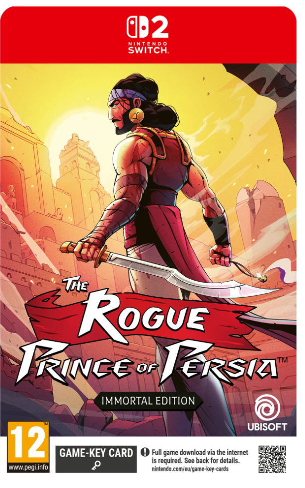 Game case for 'The Rogue Prince of Persia' on Nintendo Switch with character illustration and Ubisoft logo.
