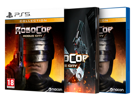 RoboCop: Rogue City game collection packaging for PS5 with nacon branding.