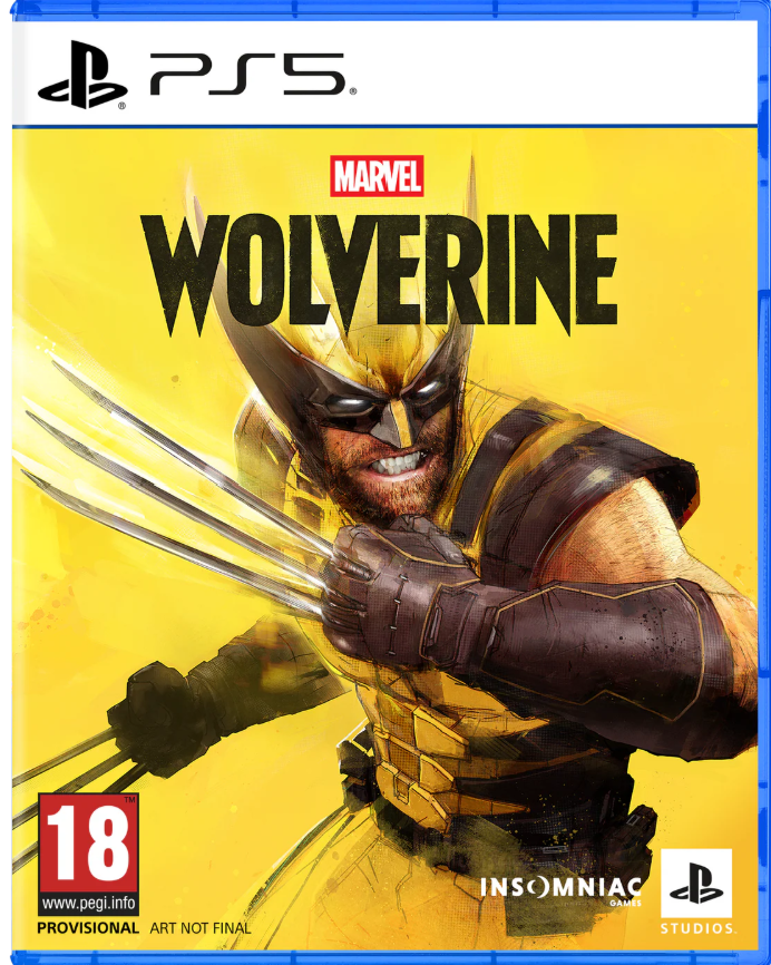 Marvel's Wolverine game cover for PS5 with yellow background