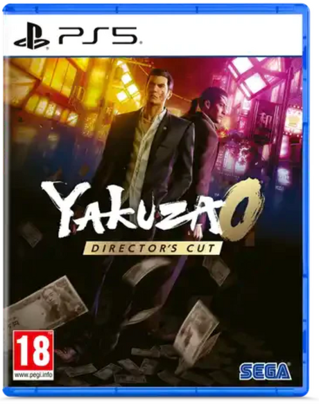 Yakuza 0 Director's Cut game box for PS5 with characters and cityscape background