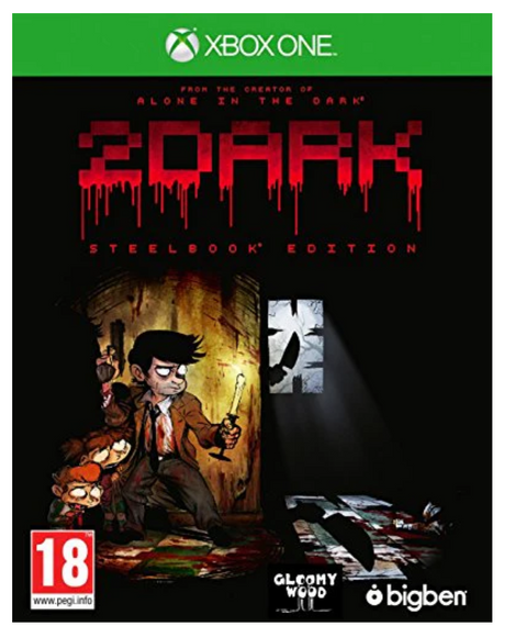 Game box for '2Dark' on Xbox One with a dark cover featuring a character holding a flashlight.