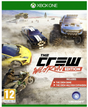 Game cover for 'The Crew Wild Run Edition' for Xbox One, featuring four vehicles on a dirt track.