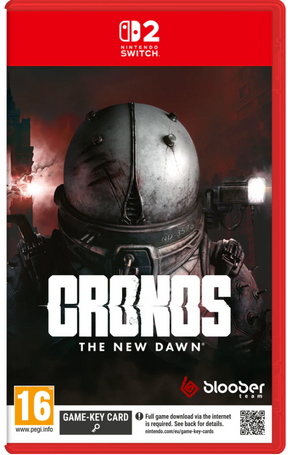 Game box for 'Cronos: The New Dawn' on Nintendo Switch with a character in a helmet and red border.