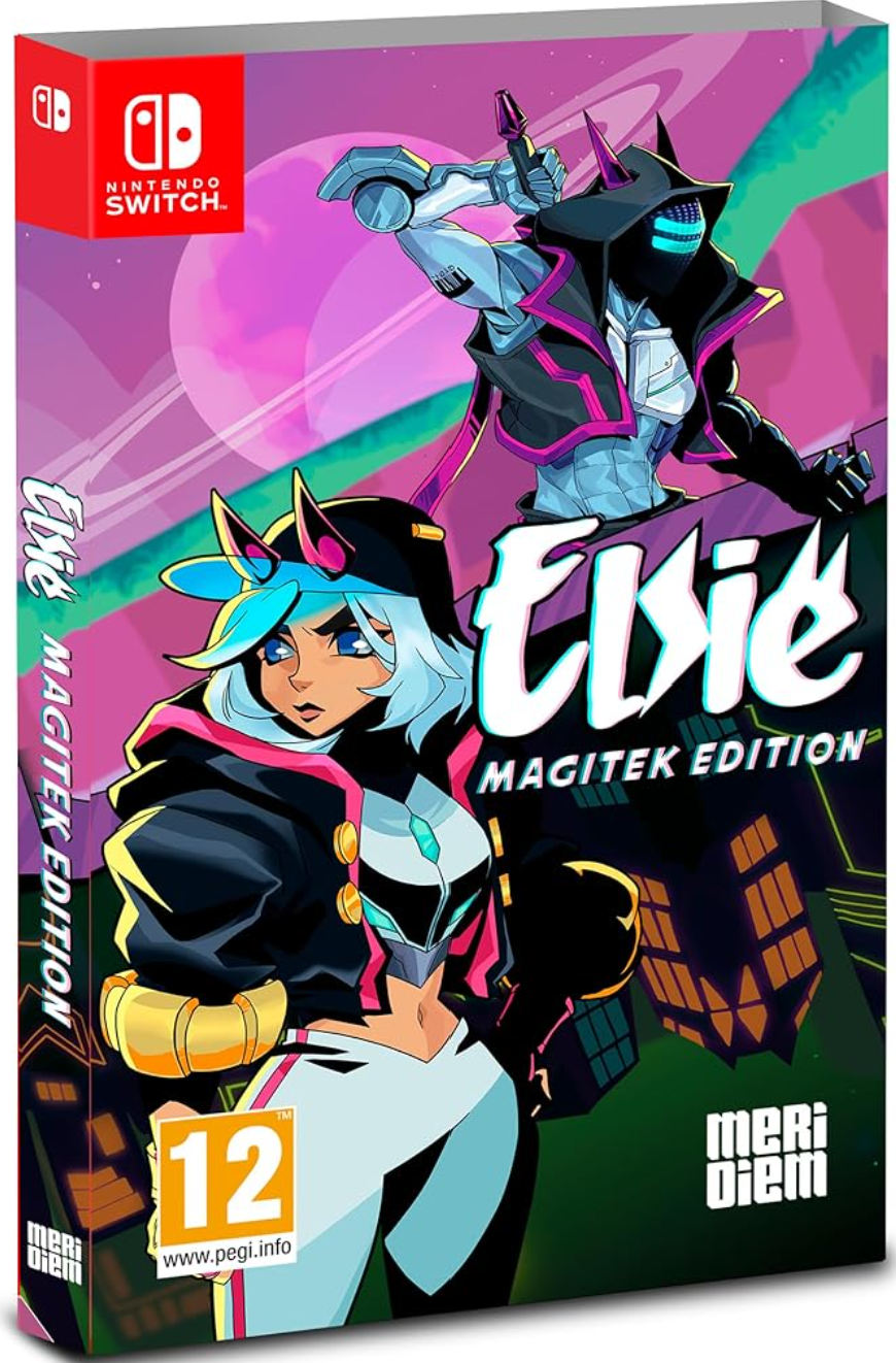 Elvie Magitek Edition game box for Nintendo Switch with colorful design and character illustration.