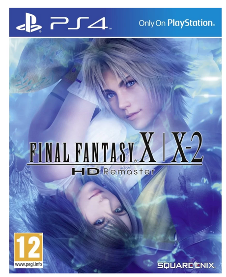 PlayStation 4 game case for 'Final Fantasy X/X-2 HD Remaster' featuring two characters underwater.