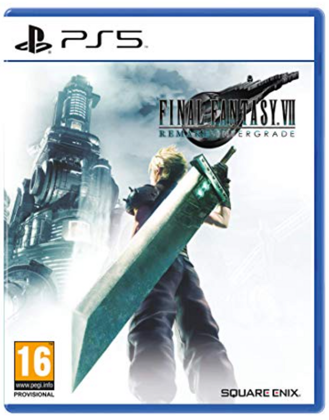 PlayStation 5 game case for 'Final Fantasy VII Remake Intergrade' with character holding a large sword.
