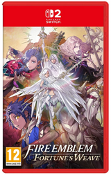 Game cover for 'Fire Emblem: Fortune's Weave' on Nintendo Switch with characters and red border.