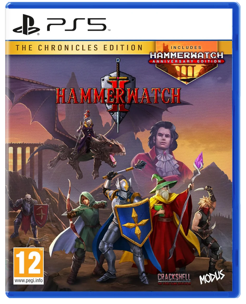 Game cover for 'Hammerwatch II' with characters and dragon on a PlayStation 5 platform.