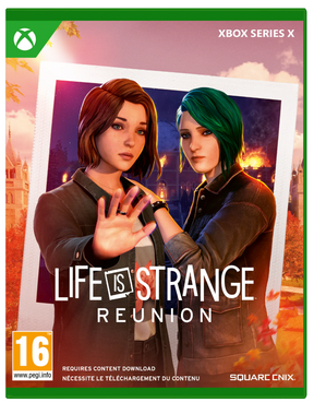 Game cover of 'Life is Strange: Reunion' for Xbox Series X with two characters and a cityscape background.