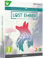 Front and spine views of the Xbox Series X Wolf Pack Edition for Lost Ember Rekindled Edition game box art, featuring a stylized wolf silhouette in red, teal, and blue over a soft forest background.