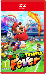 Nintendo Switch game cover for 'Mario Tennis Fever' featuring a character holding a tennis racket.