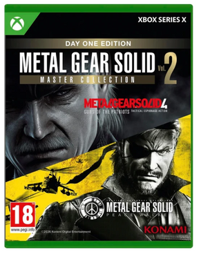 Metal Gear Solid Vol. 2 Master Collection game box for Xbox Series X with Konami branding.