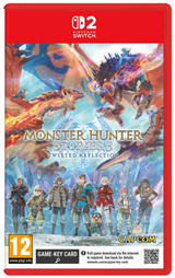 Monster Hunter Stories 3 game case for Nintendo Switch with characters and creatures on a red background