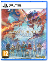 Game box for 'Monster Hunter Stories 3' on PS5 with characters and creatures.
