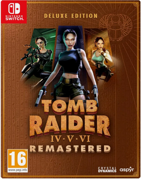 Tomb Raider IV-VI Remastered Deluxe Edition packaging for Nintendo Switch