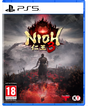 Nioh 3 game cover for PS5 with a warrior and red bloodstains on a dark background