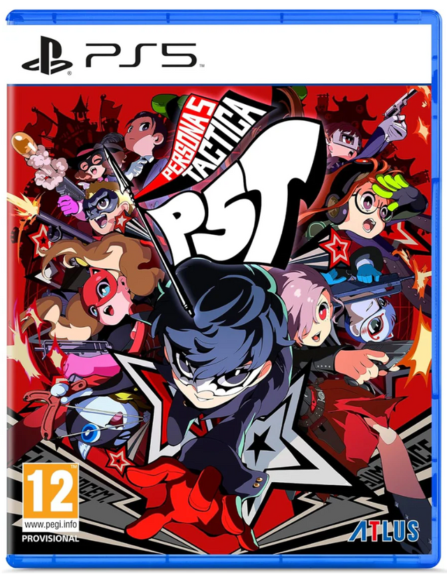 PlayStation 5 game case for 'Persona 5 Royal' with character illustrations and branding.