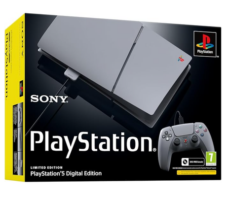 PlayStation console packaging with controller on a black background