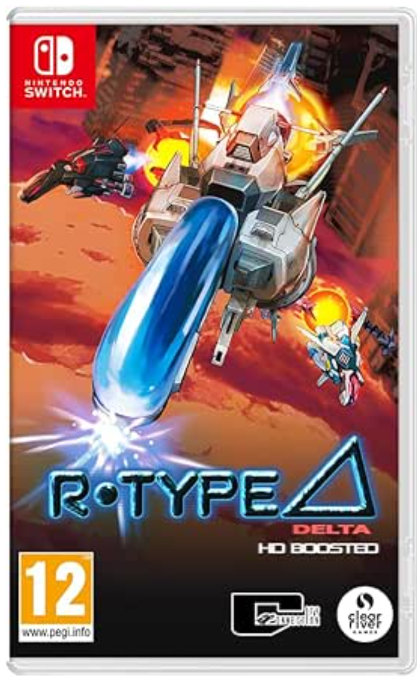 R-Type Delta HD Boosted game cover for Nintendo Switch with robot illustration on fiery background