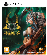Game cover for 'Sacred 2 Remaster' with a character holding a weapon, featuring the PS5 logo.