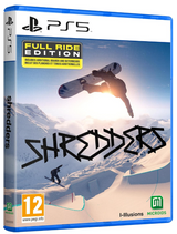 PlayStation 5 game case for 'Shredders' with a snowboarder on a ramp.
