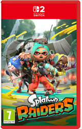 Game box for 'Splatoon Raiders' on Nintendo Switch with colorful characters and dynamic background.