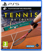 PlayStation 5 game disc cover for 'Tennis On-Court' with a tennis racket and player on court.