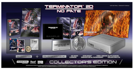 Terminator 20 collector's edition packaging with images and text on a blue background