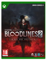Game box for 'Vampire: The Masquerade - Bloodlines 2' on Xbox Series X with a dark and dramatic design.