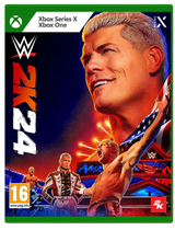 WWE 2K24 game cover for Xbox Series X and Xbox One with a wrestler on the cover.