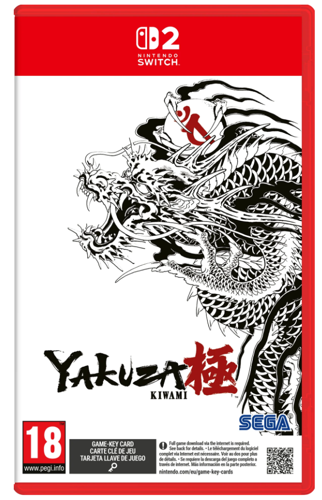 Yakuza Kiwami game case for Nintendo Switch with a dragon illustration on a white background